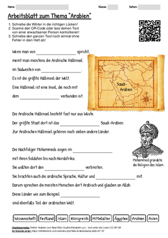 Arbeitsblatt zum Thema "Arabien (einfache Sprache)" | Unterricht.Schule